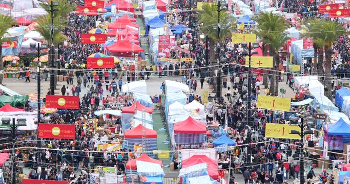 Top view of Lunar new year fair in Hong Kong