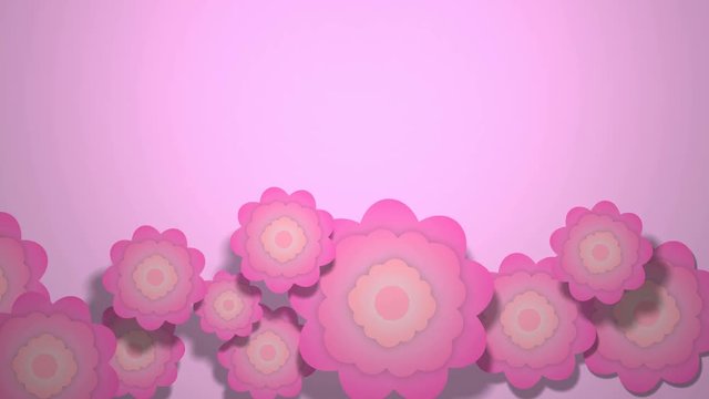 Pink flowers animationa wallpaper woth shadows on violet surface.