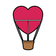 Hot air balloon heart shaped vector illustration graphic design