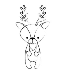 beautiful reindeer woodland character vector illustration design