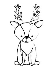 beautiful reindeer woodland character vector illustration design
