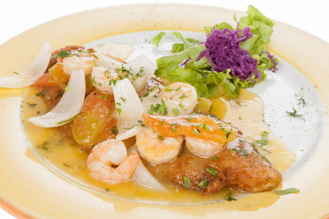 sea bass fillet with shrimp sauce