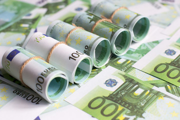 background of Euro currency, Euro rolls