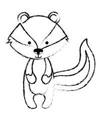 cute skunk woodland character vector illustration design