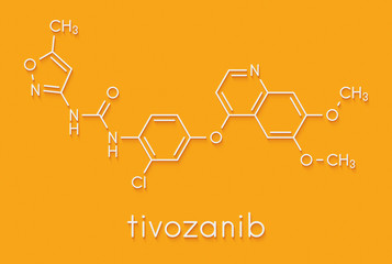 Tivozanib cancer drug molecule. Skeletal formula.