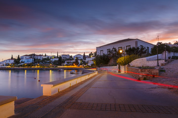 View of the harbour in Spetses, Greece. 
