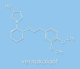 Vernakalant atrial fibrillation drug molecule. Skeletal formula.