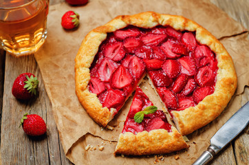 Strawberry galette with fresh strawberries