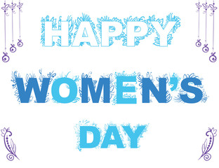 Vector blue decor lettering  Happy Womens day