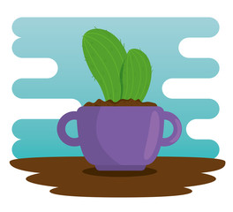 cute houseplant in pot vector illustration design