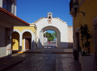 The entrance gateway to the walled city of Campeche in Mexico