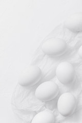 Easter background White eggs bowl