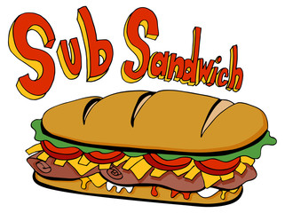 Cold Cut Sub Sandwich Drawing Foot Long