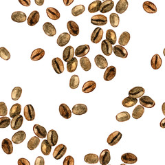 watercolor seamless pattern of coffee beans