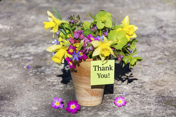 Spring Bouquet of Flowers with Thank You Message