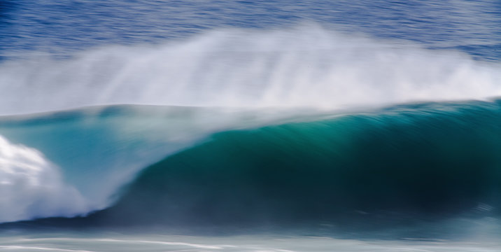 Long Exposure Image of Blue Ocean Big Mavericks Wave, California