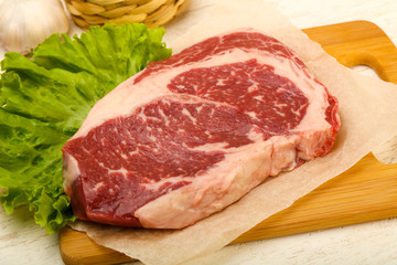Rib eye raw steak