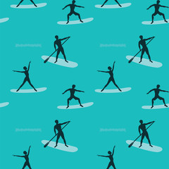Pattern - a water sport - surfing silhouettes - vector illustration