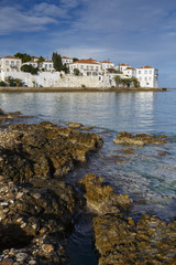Traditional architecture in Spetses seafront, Greece. 
