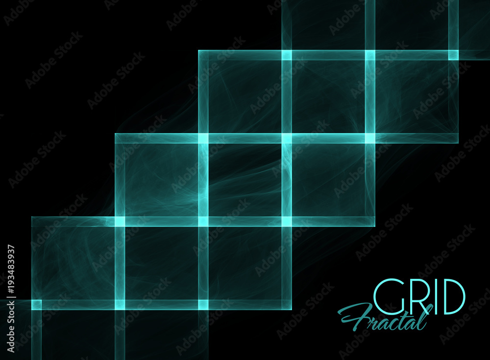Aufkleber abstract glowing textured fractal grid on a black background