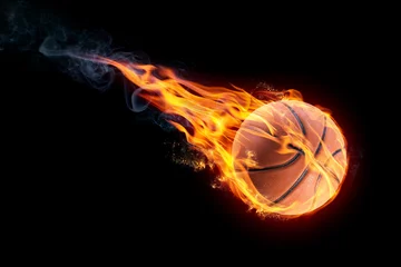 Aluminium Prints Fire basketball on fire