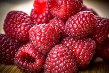 Spring raspberry fruit from the garden