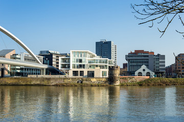Pedestrian bridge over river Maas
