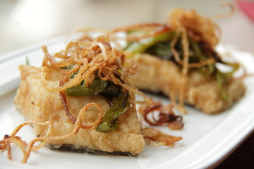 Traditional Spanish Bacalao. Green, gastronomy.