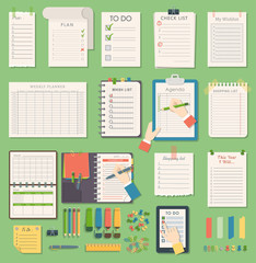 Naklejka premium Vector notebook agenda business planner note. Meeting notebook plan work reminder agenda business note. Schedule calendar planner organizer agenda business books note appointment concept