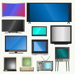 TV vector screen lcd monitor and notebook, tablet computer, retro templates. Electronic devices TV screens infographic. Technology digital device tv-screens, size diagonal display vector illustration