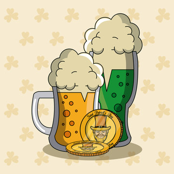 Beers with coins cartoon vector illustration grapic design