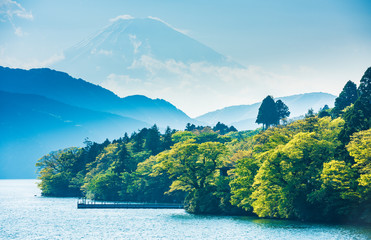 Mount Fuji from lake Ashinoko, Hakone, Japan