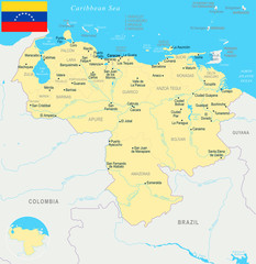 Venezuela, Map - Detailed Vector Illustration