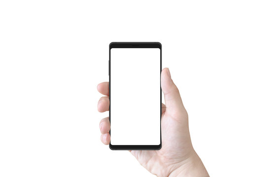 Smartphone in men hand with isolated background