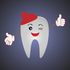 Tooth cartoon mascot clean and happy