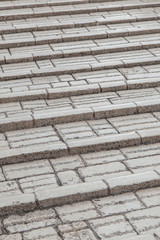 Cobblestone pavement of the big bridge in the city of Mostar. 