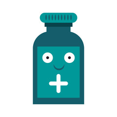 Obraz premium Medicine bottle symbol cartoon smiling vector illustration graphic design