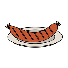 Sausage on dish icon vector illustration graphic design