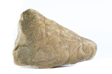 Single natural stone on white background, close-up