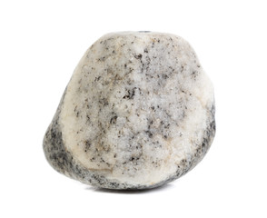 Single natural stone on white background, close-up