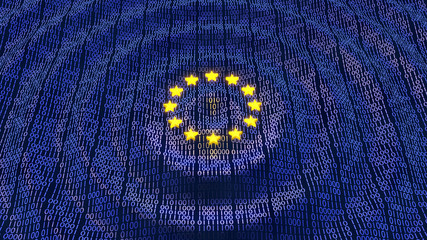 EU GDPR data bits and bytes wave ripples - obrazy, fototapety, plakaty