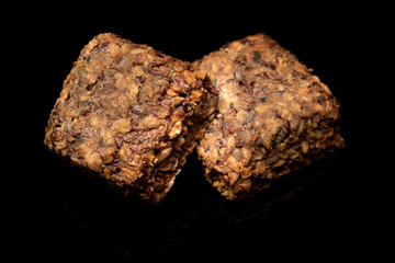 bread roll, bread on a black background, isolated
