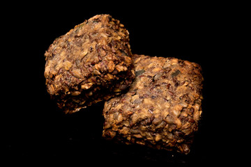 bread roll, bread on a black background, isolated