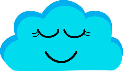 Cute, small, blue cloud with eyes and smiling lips