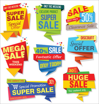 Sale stickers and tags colorful collection vector illustration