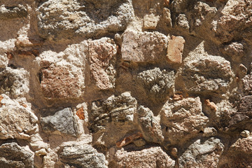 Wall old destroyed brick. Texture, background.