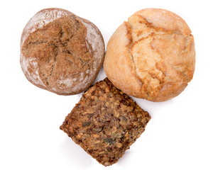 bread roll, bread on a white background, isolated