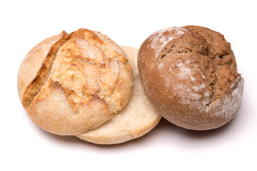 bread roll, bread on a white background, isolated