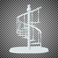 White spiral staircase, 3d stairs. isolated on a transparent background