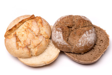 bread roll, bread on a white background, isolated